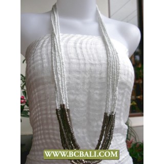 Cute Style Layer Necklace White Beads mix Metal